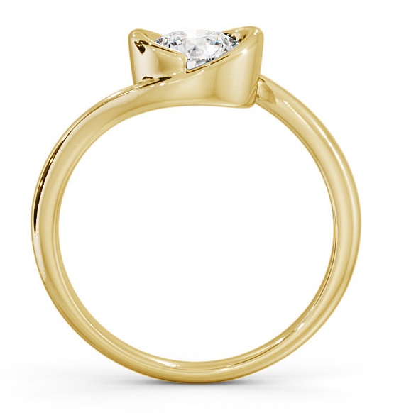 Round Diamond Unique Bezel Engagement Ring 18K Yellow Gold Solitaire ENRD35_YG_THUMB1