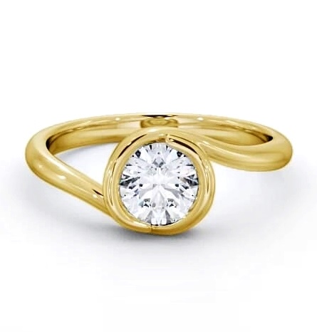 Round Diamond Unique Bezel Engagement Ring 18K Yellow Gold Solitaire ENRD35_YG_THUMB2 