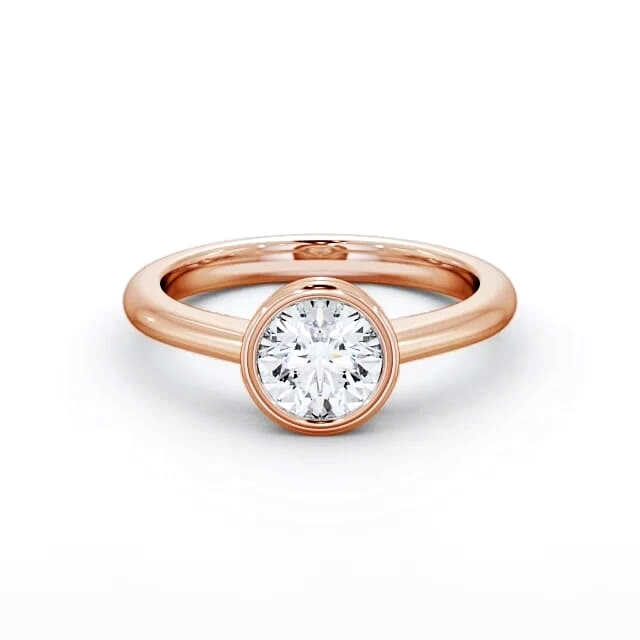 Round Diamond Engagement Ring 18K Rose Gold Solitaire - Angelita ENRD36_RG_HAND
