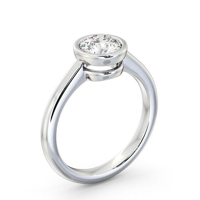 Round Diamond Engagement Ring 18K White Gold Solitaire - Angelita ENRD36_WG_HAND