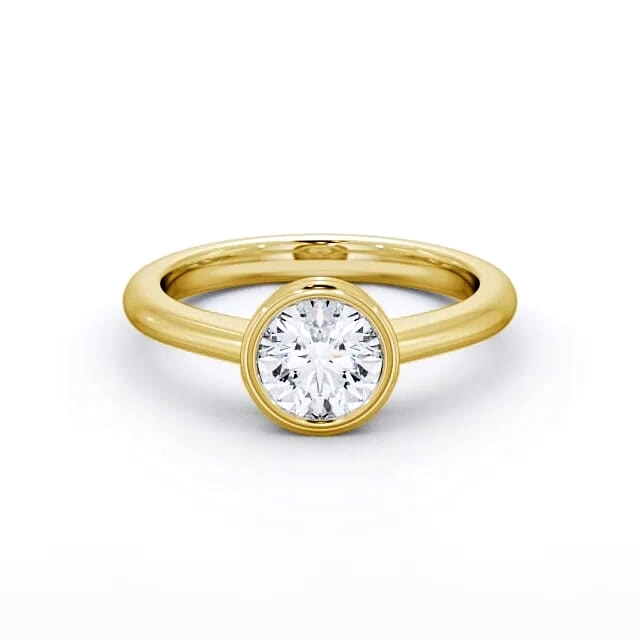 Round Diamond Engagement Ring 18K Yellow Gold Solitaire - Angelita ENRD36_YG_HAND