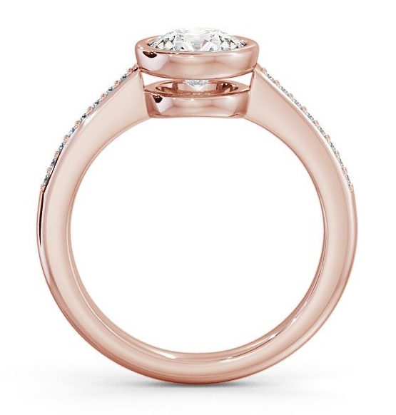 Round Diamond Split Bezel Style Engagement Ring 9K Rose Gold Solitaire with Channel Set Side Stones ENRD36S_RG_THUMB1