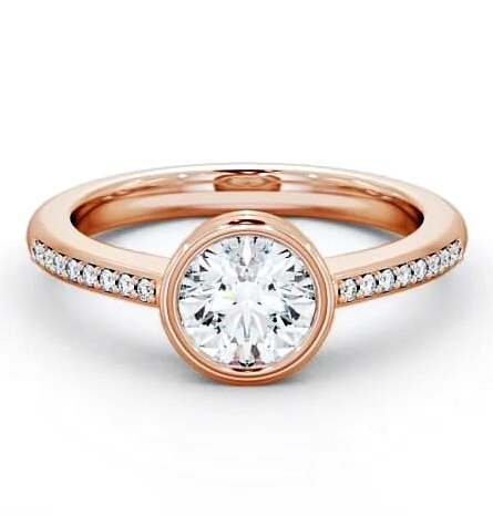 Round Diamond Split Bezel Style Engagement Ring 9K Rose Gold Solitaire ENRD36S_RG_THUMB1