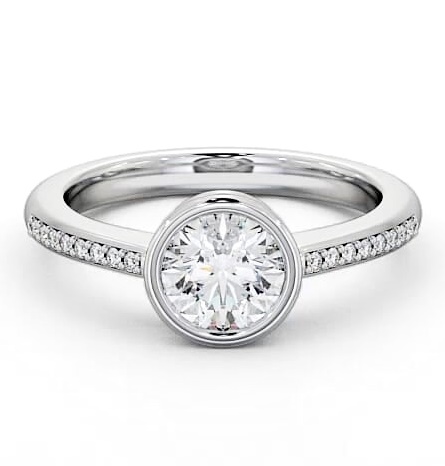 Round Diamond Split Bezel Style Ring 9K White Gold Solitaire ENRD36S_WG_THUMB1