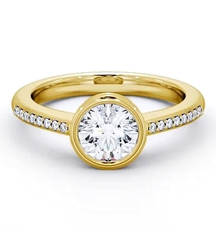Round Diamond Split Bezel Style Ring 18K Yellow Gold Solitaire ENRD36S_YG_THUMB1
