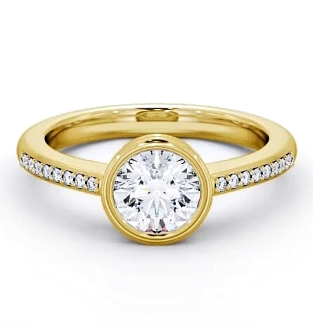 Round Diamond Split Bezel Style Ring 18K Yellow Gold Solitaire ENRD36S_YG_THUMB2 
