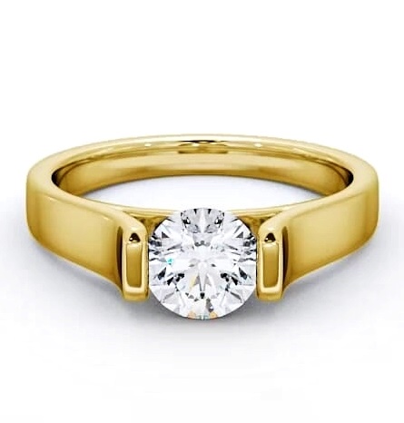 Round Diamond Wide Tension Set Ring 18K Yellow Gold Solitaire ENRD37_YG_THUMB1