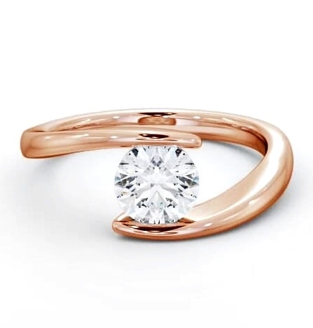 Round Diamond Sleek Tension Set Engagement Ring 9K Rose Gold Solitaire ENRD38_RG_THUMB1
