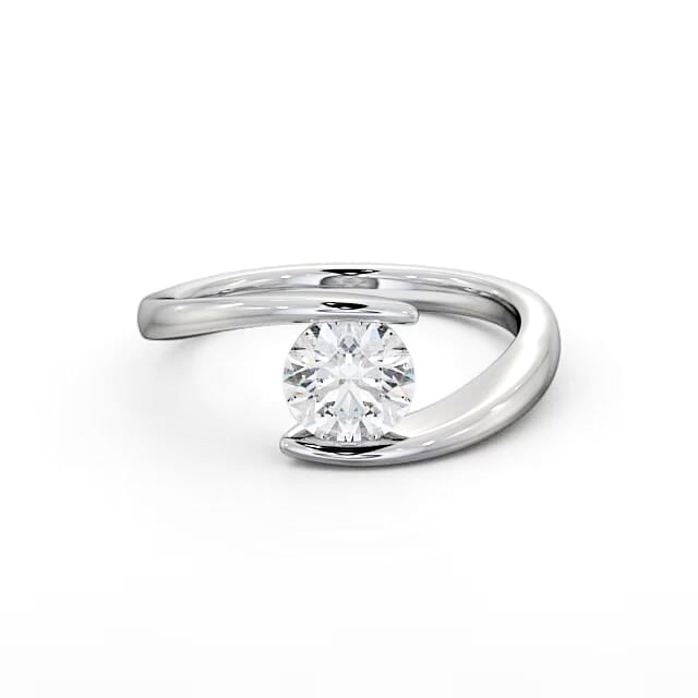 Round Diamond Engagement Ring 18K White Gold Solitaire - Ridley ENRD38_WG_HAND