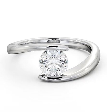 Round Diamond Sleek Tension Set Engagement Ring Platinum Solitaire ENRD38_WG_THUMB1