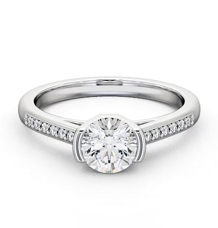 Round Diamond Tension Set Engagement Ring 18K White Gold Solitaire ENRD39S_WG_THUMB1