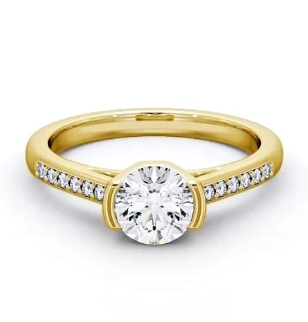 Round Diamond Tension Set Engagement Ring 9K Yellow Gold Solitaire ENRD39S_YG_THUMB1