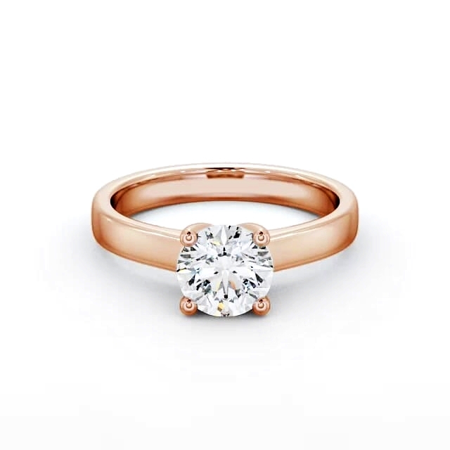 Round Diamond Engagement Ring 18K Rose Gold Solitaire - Carrie ENRD3_RG_HAND
