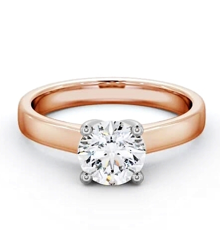 Round Diamond 4 Prong Engagement Ring 18K Rose and White Gold Solitaire ENRD3_RWG_THUMB1