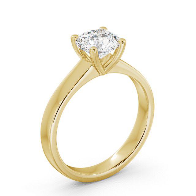 Round Diamond Engagement Ring 9K Yellow Gold Solitaire - Carrie ENRD3_YG_HAND