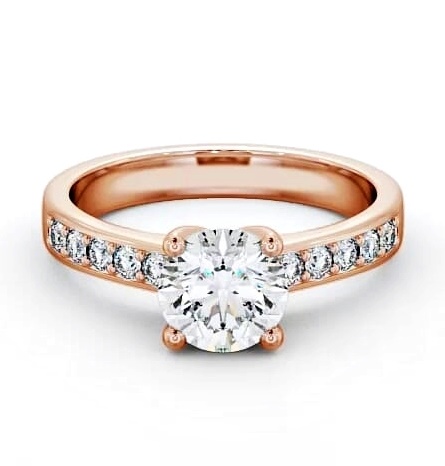 Round Diamond Classic Style Engagement Ring 18K Rose Gold Solitaire ENRD3S_RG_THUMB1