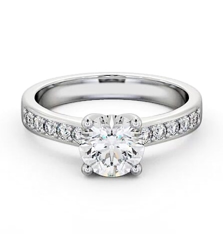 Round Diamond Classic Style Engagement Ring Platinum Solitaire ENRD3S_WG_THUMB1