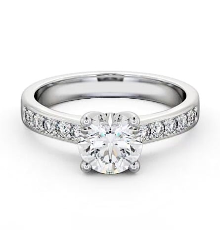 Round Diamond Classic Style Engagement Ring 18K White Gold Solitaire ENRD3S_WG_THUMB2 