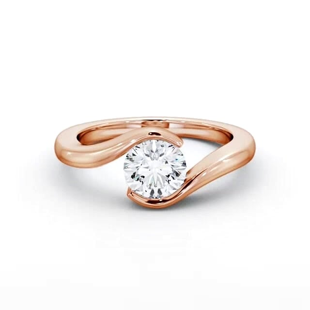 Round Diamond Engagement Ring 9K Rose Gold Solitaire - Sania ENRD40_RG_HAND