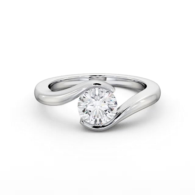 Round Diamond Engagement Ring Palladium Solitaire - Sania ENRD40_WG_HAND