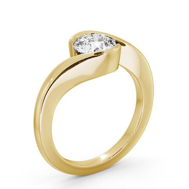 Round Diamond Engagement Ring 9K Yellow Gold Solitaire - Sania ENRD40_YG_HAND