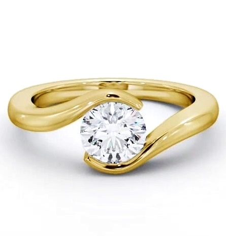 Round Diamond Sweeping Tension Set Ring 9K Yellow Gold Solitaire ENRD40_YG_THUMB1
