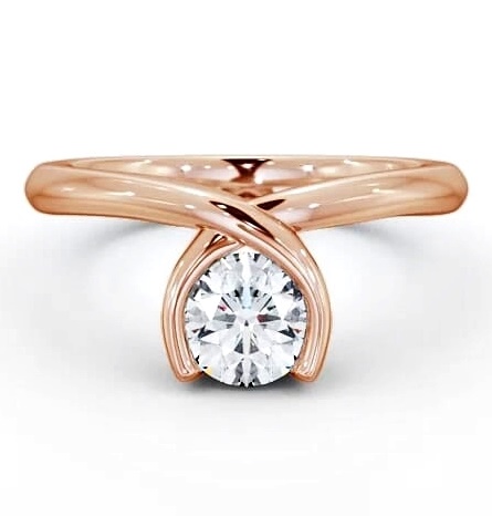 Round Diamond Unique Open Bezel Engagement Ring 9K Rose Gold Solitaire ENRD41_RG_THUMB2 