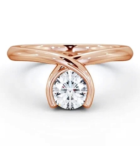 Round Diamond Unique Open Bezel Ring 18K Rose Gold Solitaire ENRD41_RG_THUMB2 