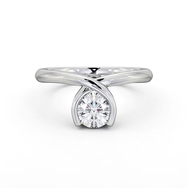Round Diamond Engagement Ring Platinum Solitaire - Moriah ENRD41_WG_HAND