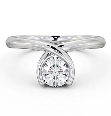 Round Diamond Unique Open Bezel Ring 18K White Gold Solitaire ENRD41_WG_THUMB2 