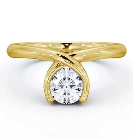Round Diamond Unique Open Bezel Ring 18K Yellow Gold Solitaire ENRD41_YG_THUMB1