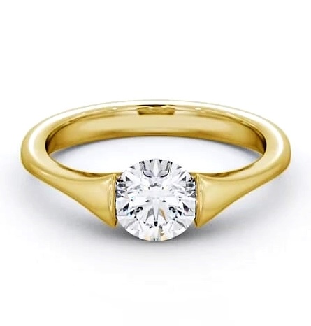 Round Diamond Modern Tension Engagement Ring 9K Yellow Gold Solitaire ENRD42_YG_THUMB1