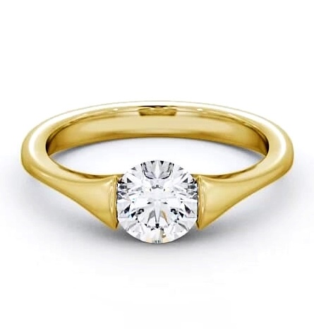 Round Diamond Modern Tension Engagement Ring 18K Yellow Gold Solitaire ENRD42_YG_THUMB2 