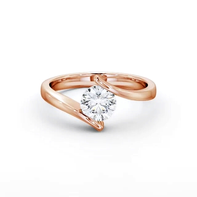 Round Diamond Engagement Ring 18K Rose Gold Solitaire - Jocelyne ENRD43_RG_HAND