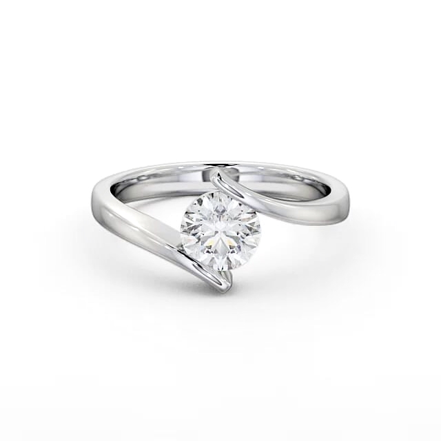Round Diamond Engagement Ring 18K White Gold Solitaire - Jocelyne ENRD43_WG_HAND