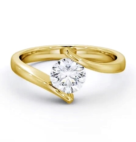 Round Diamond Sweeping Tension Set Ring 9K Yellow Gold Solitaire ENRD43_YG_THUMB1