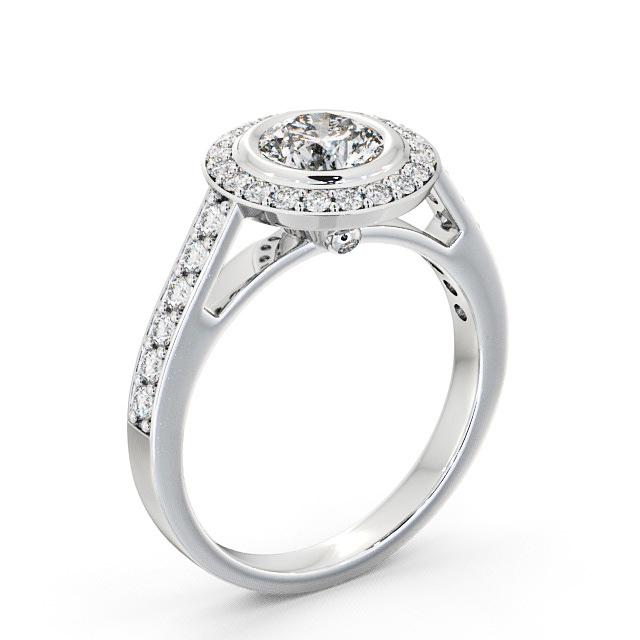 Halo Round Diamond Engagement Ring 18K White Gold - Ferne ENRD44_WG_HAND