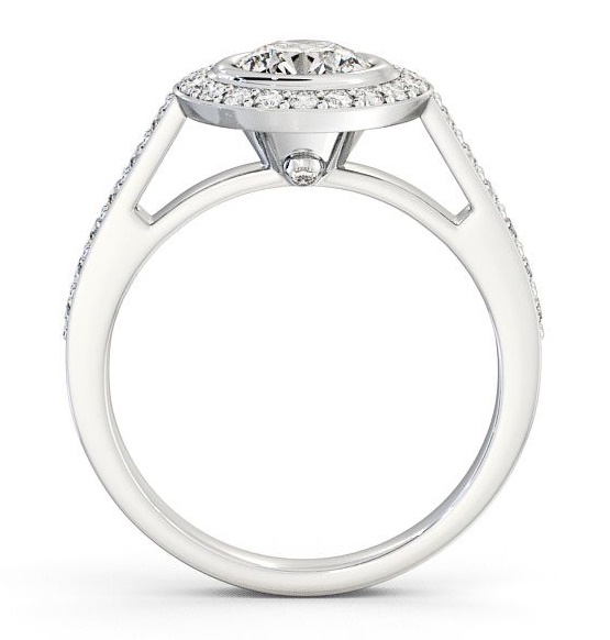 Halo Round Diamond Bezel Set Engagement Ring 18K White Gold ENRD44_WG_THUMB1