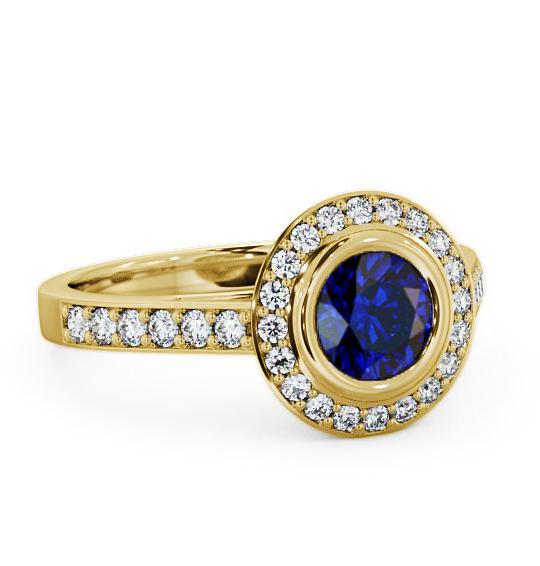 Halo Blue Sapphire and Diamond 1.36ct Ring 9K Yellow Gold ENRD44GEM_YG_BS_THUMB1