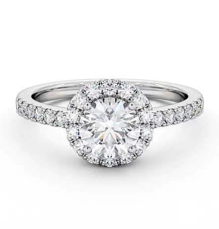 Halo Round Diamond Raised Centre Engagement Ring 18K White Gold ENRD46_WG_THUMB1