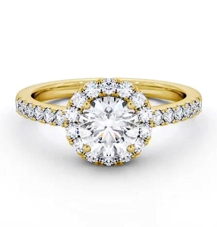 Halo Round Diamond Raised Centre Engagement Ring 18K Yellow Gold ENRD46_YG_THUMB2 