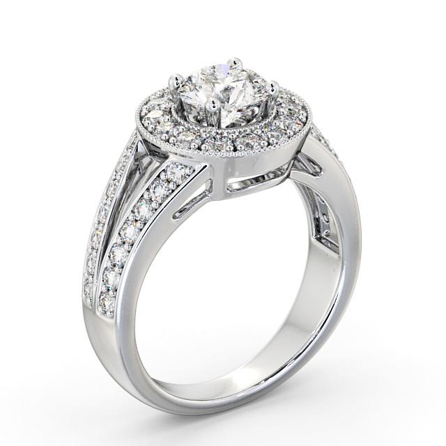 Halo Round Diamond Engagement Ring 18K White Gold - Avia ENRD47_WG_HAND