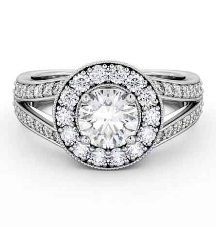 Halo Round Diamond Glamorous Engagement Ring 18K White Gold ENRD47_WG_THUMB1