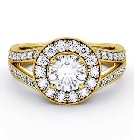 Halo Round Diamond Glamorous Engagement Ring 9K Yellow Gold ENRD47_YG_THUMB1