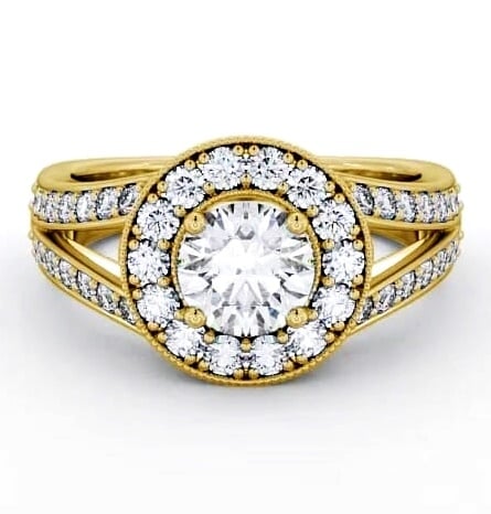 Halo Round Diamond Glamorous Engagement Ring 18K Yellow Gold ENRD47_YG_THUMB2 