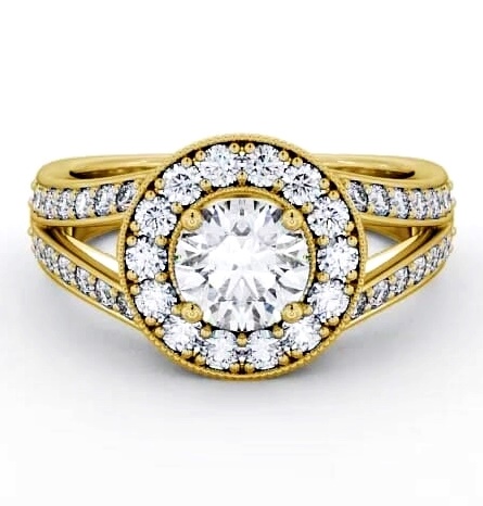 Halo Round Diamond Glamorous Engagement Ring 18K Yellow Gold ENRD47_YG_THUMB2 