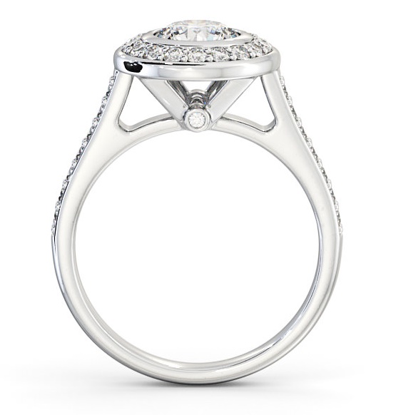Halo Round Diamond High Set Bezel Engagement Ring 18K White Gold ENRD49_WG_THUMB1 