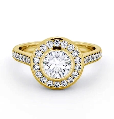 Halo Round Diamond High Set Bezel Engagement Ring 18K Yellow Gold ENRD49_YG_THUMB2 