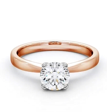 Round Diamond Contemporary Engagement Ring 18K Rose and White Gold Solitaire ENRD4_RWG_THUMB2 