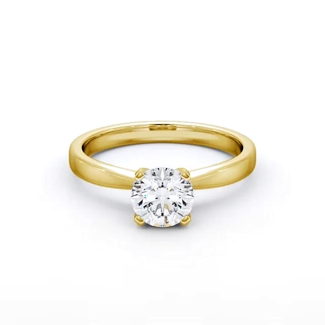 Round Diamond Engagement Ring 9K Yellow Gold Solitaire - Kamia ENRD4_YG_HAND